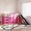 Image de vidaXL Stapelbed met glijbaan en gordijnen roze 80x200 cm3284118