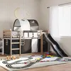 Image de vidaXL Stapelbed met glijbaan en gordijnen wit en zwart 80x200 cm3284143