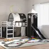 Image de vidaXL Lit superposé sans matelas avec toboggan blanc noir 90x200 cm 3284164