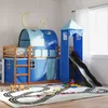 Image de vidaXL Lit superposé sans matelas avec toboggan et rideaux 90x200 cm 3284168