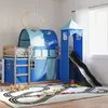 Image de vidaXL Lit superposé sans matelas avec toboggan et rideaux 90x190 cm 3284180