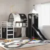 Image de vidaXL Lit superposé sans matelas avec toboggan blanc noir 90x190 cm 3284182