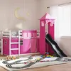 Image de vidaXL Lit superposé sans matelas avec toboggan et rideaux 90x200 cm 3284193