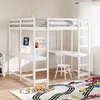 Image de vidaXL Hoogslaper met bureau en ladder grenenhout wit 160x200 cm3284234