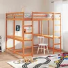 Image de vidaXL Hoogslaper met bureau en ladder grenenhout wasbruin 160x200 cm3284235