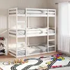 Image de vidaXL Lit superposé triple blanc 90x200 cm bois de pin massif, lit superposé à trois couchettes, lit mezzanine, lit 3284255