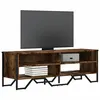 Image de vidaXL Meuble TV chêne fumé 122x34x41 cm bois d'ingénierie, support TV, buffet TV, meuble multimédia, banc TV, meuble hifi, 848571