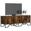 Image de vidaXL Meuble TV chêne fumé 122x34x41 cm bois d'ingénierie, support TV, buffet TV, meuble multimédia, banc TV, meuble hifi, 848586