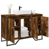 Image de vidaXL Armoire lavabo de salle de bain chêne fumé 91x35x60 cm, placard lavabo de salle de bain, meubles de salle de bain, 848661