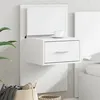 Image de vidaXL Table de chevet murale avec lumières LED blanc, armoire, armoire d'appoint, armoire de chevet, table de chevet, 848157