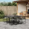 Image de vidaXL Ensemble à manger de jardin coussins 7 pcs noir résine tressée, ensemble à manger d'extérieur, meuble à manger de 3295009