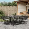 Image de vidaXL Ensemble à manger de jardin 11 pcs coussins noir résine tressée, ensemble à manger d'extérieur, meuble à manger de 3295014