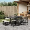 Image de vidaXL Ensemble à manger de jardin 11 pcs coussins noir résine tressée, ensemble à manger d'extérieur, meuble à manger de 3295019