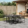 Image de vidaXL Ensemble à manger de jardin coussins 7 pcs noir résine tressée, ensemble à manger d'extérieur, meuble à manger de 3295024