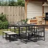 Image de vidaXL Ensemble à manger de jardin 9pcs coussins noir résine tressée, ensemble à manger d'extérieur, meuble à manger de 3295028