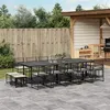 Image de vidaXL Ensemble à manger de jardin 15 pcs coussins noir résine tressée, ensemble à manger d'extérieur, meuble à manger 3295031