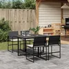 Image de vidaXL Ensemble à manger de jardin coussins 5pcs noir résine tressée, ensemble à manger d'extérieur, meuble à manger de 3295058