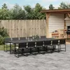 Image de vidaXL Ensemble à manger de jardin 13 pcs coussins noir résine tressée, ensemble à manger d'extérieur, meuble à manger 3295062