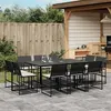 Image de vidaXL Ensemble à manger de jardin 11 pcs coussins noir résine tressée, ensemble à manger d'extérieur, meuble à manger de 3295064