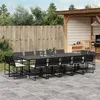 Image de vidaXL Ensemble à manger de jardin 15 pcs coussins noir résine tressée, ensemble à manger d'extérieur, meuble à manger 3295066