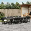 Image de vidaXL Ensemble à manger de jardin 17 pcs coussins noir résine tressée, ensemble à manger d'extérieur, meuble à manger 3295067
