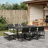 Image de vidaXL Ensemble à manger de jardin 11 pcs coussins noir résine tressée, ensemble à manger d'extérieur, meuble à manger de 3295069