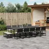 Image de vidaXL Ensemble à manger de jardin 15 pcs coussins noir résine tressée, ensemble à manger d'extérieur, meuble à manger 3295071