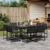 Image de vidaXL Ensemble à manger de jardin avec coussins 9 pcs noir textilène, ensemble à manger d'extérieur, meuble à manger de 3295078