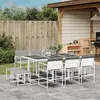 Image de vidaXL Ensemble à manger de jardin avec coussins 11pcs blanc textilène, ensemble à manger d'extérieur, meuble à manger de 3295099