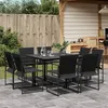 Image de vidaXL Ensemble à manger de jardin 9 pcs noir textilène, ensemble à manger d'extérieur, meuble à manger de jardin, table et 3295123