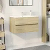 Image de vidaXL Armoire d'évier chêne sonoma 80x38,5x45 cm aggloméré, armoire de salle de bain, armoire de rangement, support de 849637