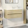 Image de vidaXL Armoire d'évier Chêne sonoma 90x38,5x45 cm Aggloméré, armoire de salle de bain, armoire de rangement, support de 849638