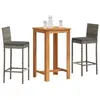 Image de vidaXL Ensemble de bar de jardin 3 pcs gris bois massif acacia rotin, table et chaises de bar d'extérieur, ensemble de 3295263