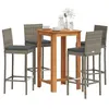 Image de vidaXL Ensemble de bar de jardin 5 pcs gris bois massif acacia rotin, table et chaises de bar d'extérieur, ensemble de 3295265