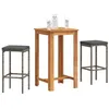Image de vidaXL Ensemble de bar de jardin 3 pcs gris bois massif acacia rotin, table et chaises de bar d'extérieur, ensemble de 3295268
