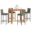 Image de Salon de jardin Vidaxl rotin gris 5 pieces 120.0 x 60 x 105 4 personnes