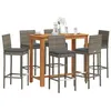 Image de vidaXL Ensemble de bar de jardin 7 pcs gris bois massif acacia rotin, table et chaises de bar d'extérieur, ensemble de 3295281