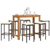 Image de vidaXL Ensemble de bar de jardin 7 pcs marron bois massif acacia rotin, table et chaises de bar d'extérieur, ensemble de 3295285