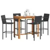 Image de Salon de jardin vidaxl 5 pieces rotin bois 120 x 60 x 105 cm