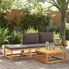 Image de Salon de jardin modulable Vidaxl bois massif marron 4 pieces 3 personnes