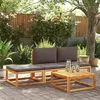 Image de vidaXL Ensemble de canapés de jardin 4 pièces avec coussins en bois d'acacia et rotin 3278912