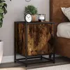 Image de vidaXL Tables de chevet 2 pcs chêne fumé bois d'ingénierie et métal, meuble de chevet, table d'appoint, armoire de lit, 848714