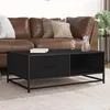 Image de vidaXL Table basse noir 90x57x35 cm bois d'ingénierie et métal, table d'appoint, table de salon, table latérale, bout de 848754