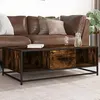 Image de vidaXL Table basse chêne fumé 100x57x35 cm bois d'ingénierie et métal, table d'appoint, table de salon, table latérale, bout 848761