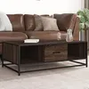 Image de vidaXL Table basse chêne marron 100x57x35cm bois d'ingénierie et métal, table d'appoint, table de salon, table latérale, 848763