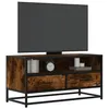 Image de vidaXL Meuble TV chêne fumé 80x34,5x40 cm bois d'ingénierie et métal, banc TV, meuble hifi, centre de divertissement, buffet 848811