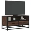Image de vidaXL Meuble TV chêne marron 80x34,5x40 cm bois d'ingénierie et métal, banc TV, meuble hifi, centre de divertissement, 848813