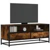 Image de vidaXL Meuble TV chêne fumé 100x34,5x40 cm bois d'ingénierie et métal, banc TV, meuble hifi, centre de divertissement, 848816