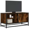Image de vidaXL Meuble TV chêne fumé 80x34,5x40 cm bois d'ingénierie et métal, banc TV, meuble hifi, centre de divertissement, buffet 848821