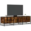 Image de vidaXL Meuble TV chêne fumé 150x35x41 cm bois d'ingénierie et métal, banc TV, meuble hifi, centre de divertissement, buffet 848861